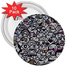 Alien Crowd Pattern 3  Buttons (10 Pack)  by BangZart