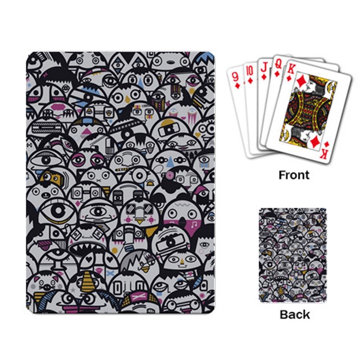 Alien Crowd Pattern Playing Card