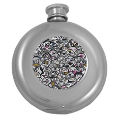 Alien Crowd Pattern Round Hip Flask (5 Oz) by BangZart