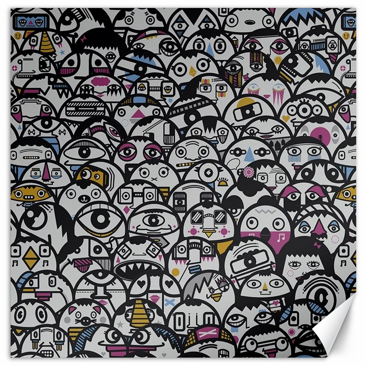 Alien Crowd Pattern Canvas 20  x 20  