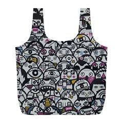 Alien Crowd Pattern Full Print Recycle Bags (l)  by BangZart