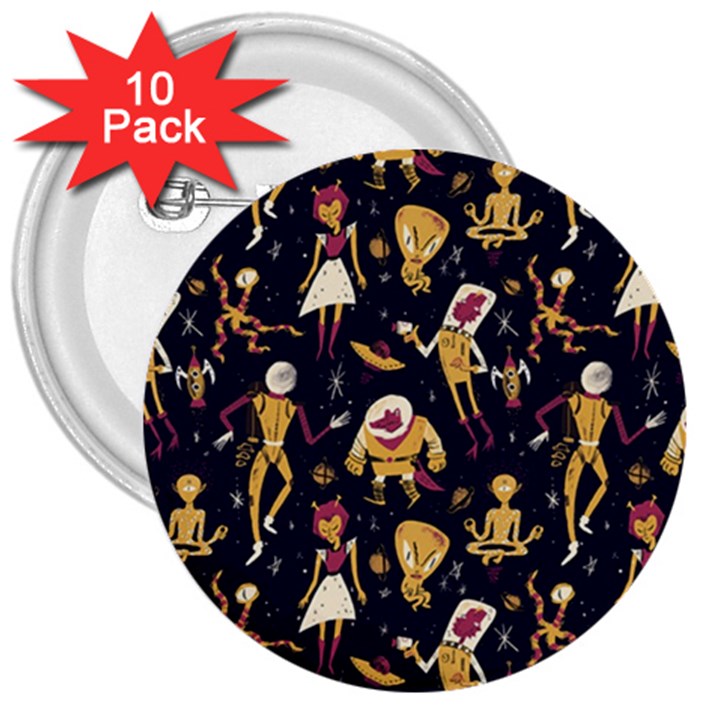 Alien Surface Pattern 3  Buttons (10 pack) 