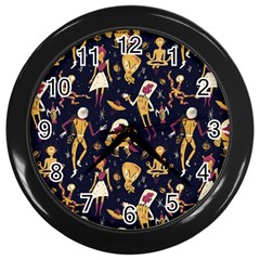 Alien Surface Pattern Wall Clocks (black) by BangZart