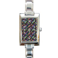 Alien Patterns Vector Graphic Rectangle Italian Charm Watch by BangZart