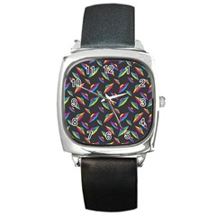 Alien Patterns Vector Graphic Square Metal Watch by BangZart