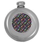 Alien Patterns Vector Graphic Round Hip Flask (5 oz) Front