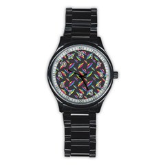 Alien Patterns Vector Graphic Stainless Steel Round Watch by BangZart