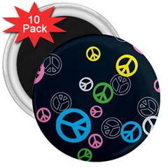 Peace & Love Pattern 3  Magnets (10 Pack)  by BangZart