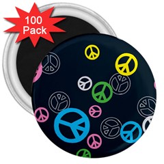 Peace & Love Pattern 3  Magnets (100 Pack) by BangZart