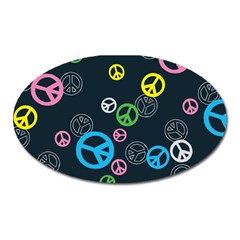 Peace & Love Pattern Oval Magnet by BangZart