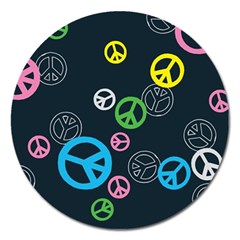 Peace & Love Pattern Magnet 5  (round) by BangZart