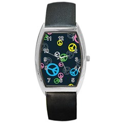 Peace & Love Pattern Barrel Style Metal Watch by BangZart