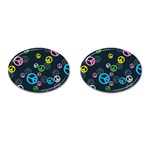 Peace & Love Pattern Cufflinks (Oval) Front(Pair)