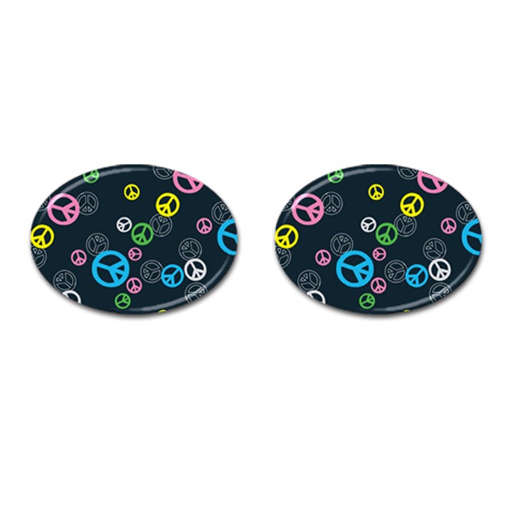 Peace & Love Pattern Cufflinks (Oval)