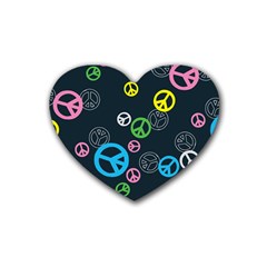 Peace & Love Pattern Heart Coaster (4 Pack)  by BangZart