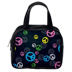 Peace & Love Pattern Classic Handbags (one Side) by BangZart