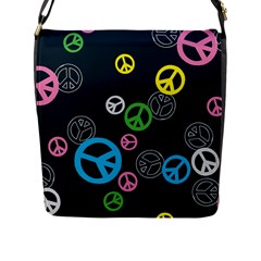 Peace & Love Pattern Flap Messenger Bag (l)  by BangZart