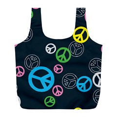 Peace & Love Pattern Full Print Recycle Bags (l)  by BangZart