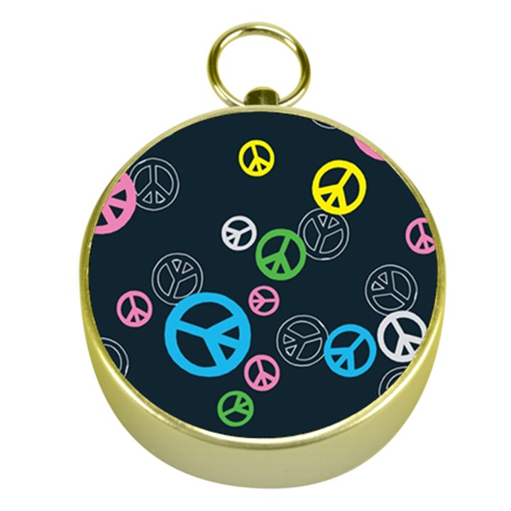 Peace & Love Pattern Gold Compasses