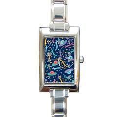 Alien Pattern Blue Rectangle Italian Charm Watch by BangZart