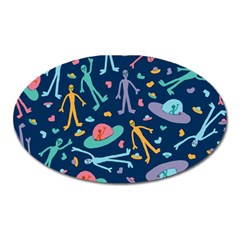 Alien Pattern Blue Oval Magnet by BangZart