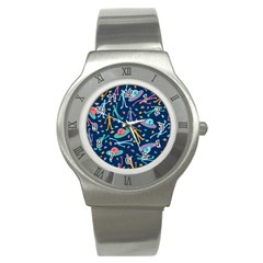 Alien Pattern Blue Stainless Steel Watch by BangZart