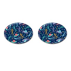 Alien Pattern Blue Cufflinks (oval) by BangZart