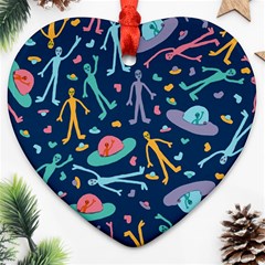 Alien Pattern Blue Heart Ornament (two Sides) by BangZart