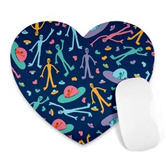 Alien Pattern Blue Heart Mousepads by BangZart