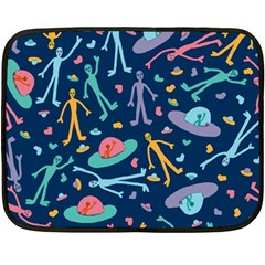 Alien Pattern Blue Fleece Blanket (mini) by BangZart