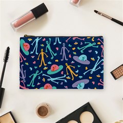 Alien Pattern Blue Cosmetic Bag (medium)  by BangZart