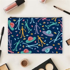 Alien Pattern Blue Cosmetic Bag (large)  by BangZart