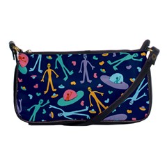 Alien Pattern Blue Shoulder Clutch Bags by BangZart