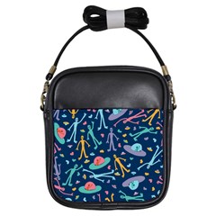 Alien Pattern Blue Girls Sling Bags by BangZart