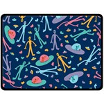 Alien Pattern Blue Fleece Blanket (Large)  80 x60  Blanket Front