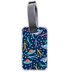 Alien Pattern Blue Luggage Tags (two Sides) by BangZart