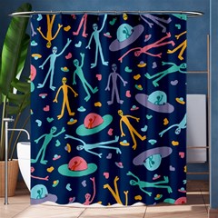 Alien Pattern Blue Shower Curtain 60  X 72  (medium)  by BangZart