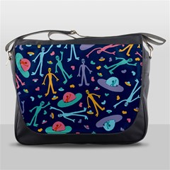 Alien Pattern Blue Messenger Bags by BangZart