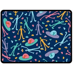 Alien Pattern Blue Double Sided Fleece Blanket (large)  by BangZart