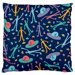 Alien Pattern Blue Large Flano Cushion Case (two Sides) by BangZart