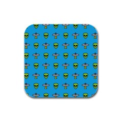 Alien Pattern Rubber Square Coaster (4 Pack)  by BangZart