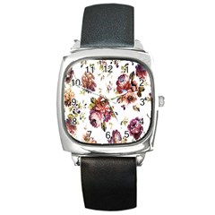 Texture Pattern Fabric Design Square Metal Watch by BangZart