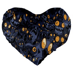 Monster Cover Pattern Large 19  Premium Heart Shape Cushions by BangZart