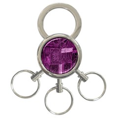 Purple Background Patchwork Flowers 3-ring Key Chains by BangZart