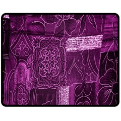 Purple Background Patchwork Flowers Fleece Blanket (medium)  by BangZart