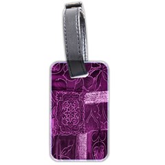 Purple Background Patchwork Flowers Luggage Tags (two Sides) by BangZart