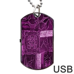 Purple Background Patchwork Flowers Dog Tag Usb Flash (two Sides) by BangZart