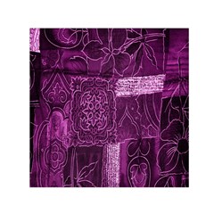 Purple Background Patchwork Flowers Small Satin Scarf (square) by BangZart