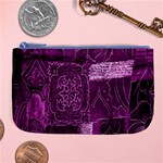 Purple Background Patchwork Flowers Large Coin Purse Front