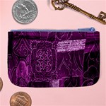 Purple Background Patchwork Flowers Large Coin Purse Back